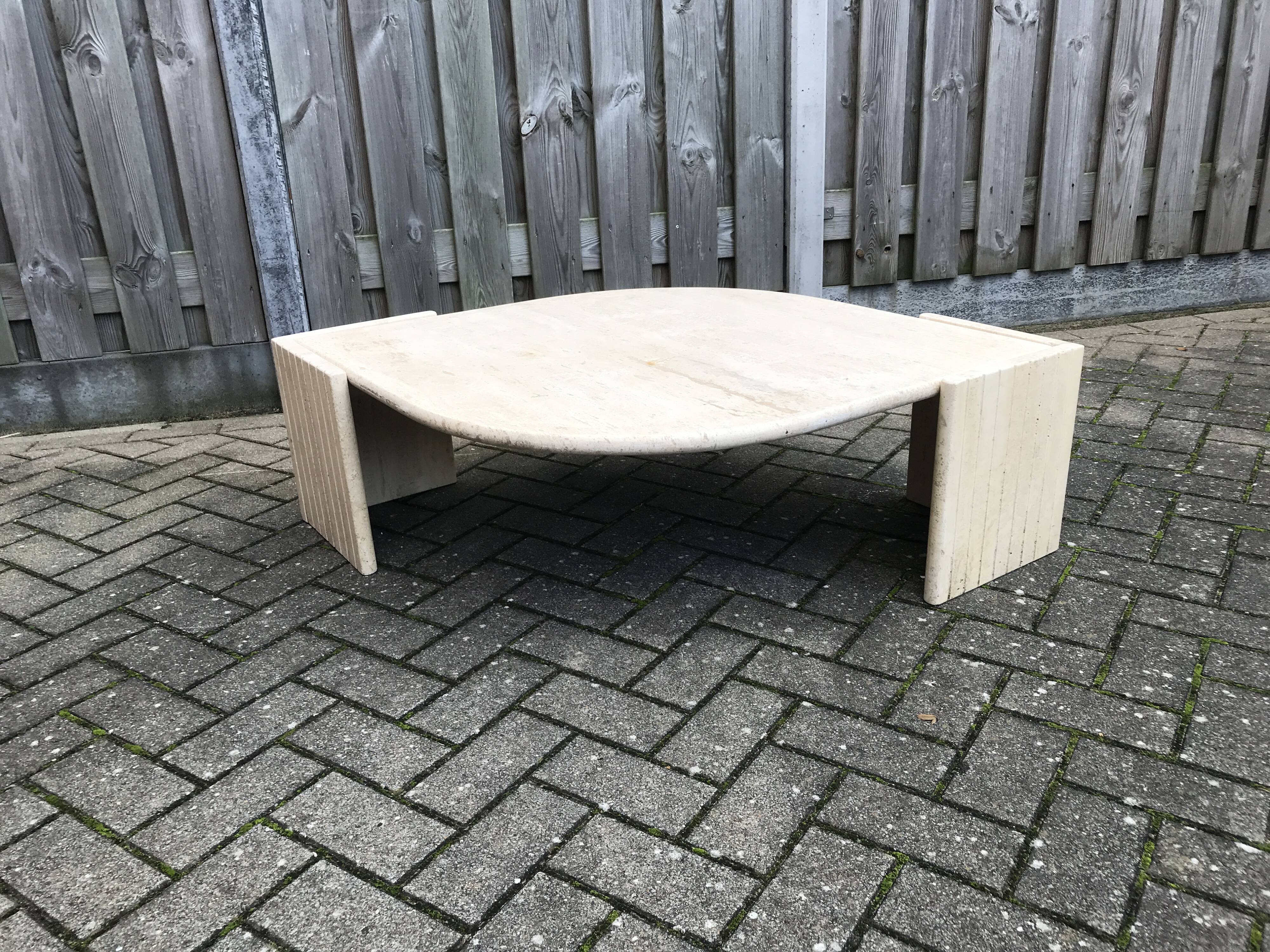 Beige marble coffee table by Roche Bobois, 1970s