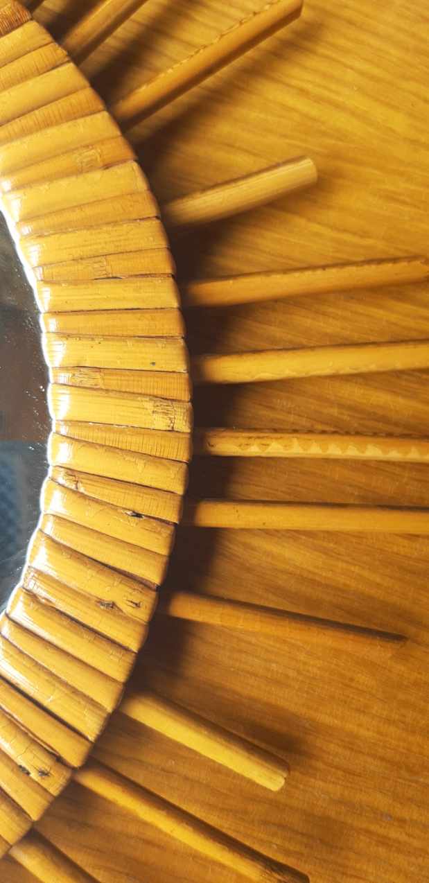Vintage rattan sun mirror 36cm
