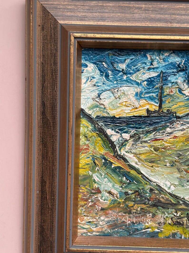 Mid-Century Oil on Panel “View” by Stig Allan,  Signed & Framed– 34 × 28 cm