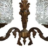 Old Bronze Double Wall Lamp Superb Molded Glass Globe