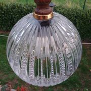 Suspension ball in thick striated glass design lighting year 1980 space age
