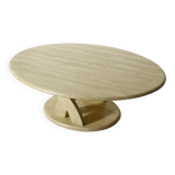Vintage oval travertine coffee table from the 70s