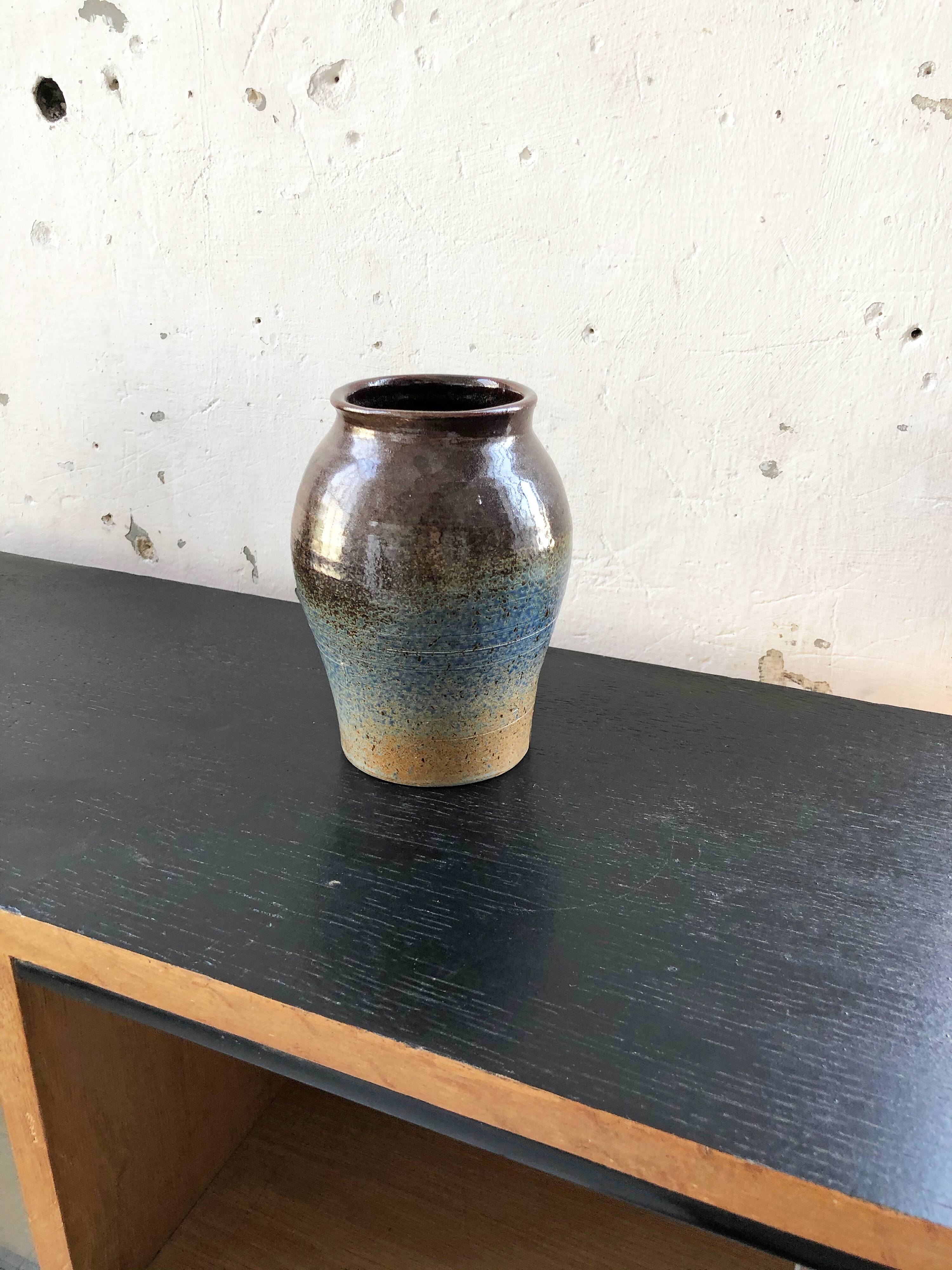 Blue-brown ceramic vase