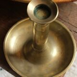 Brass pusher round cut candle holder