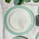 5 small vintage French porcelain plates, white and green, Céranord