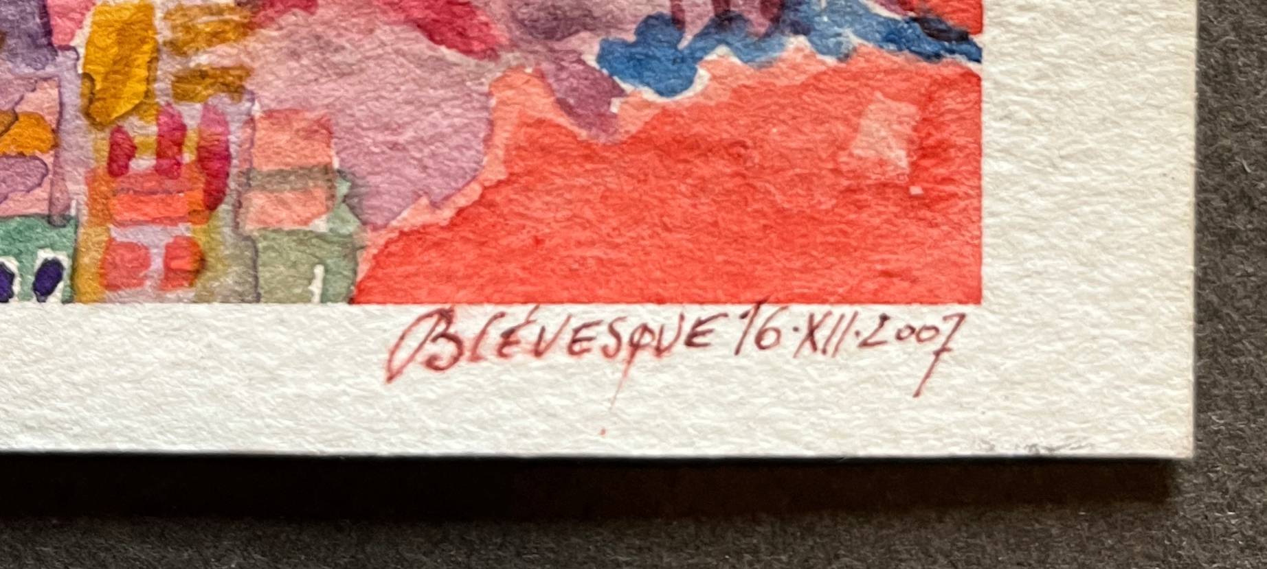 Set of 7 watercolor paintings signed B. Lévêque Burgundy Brittany