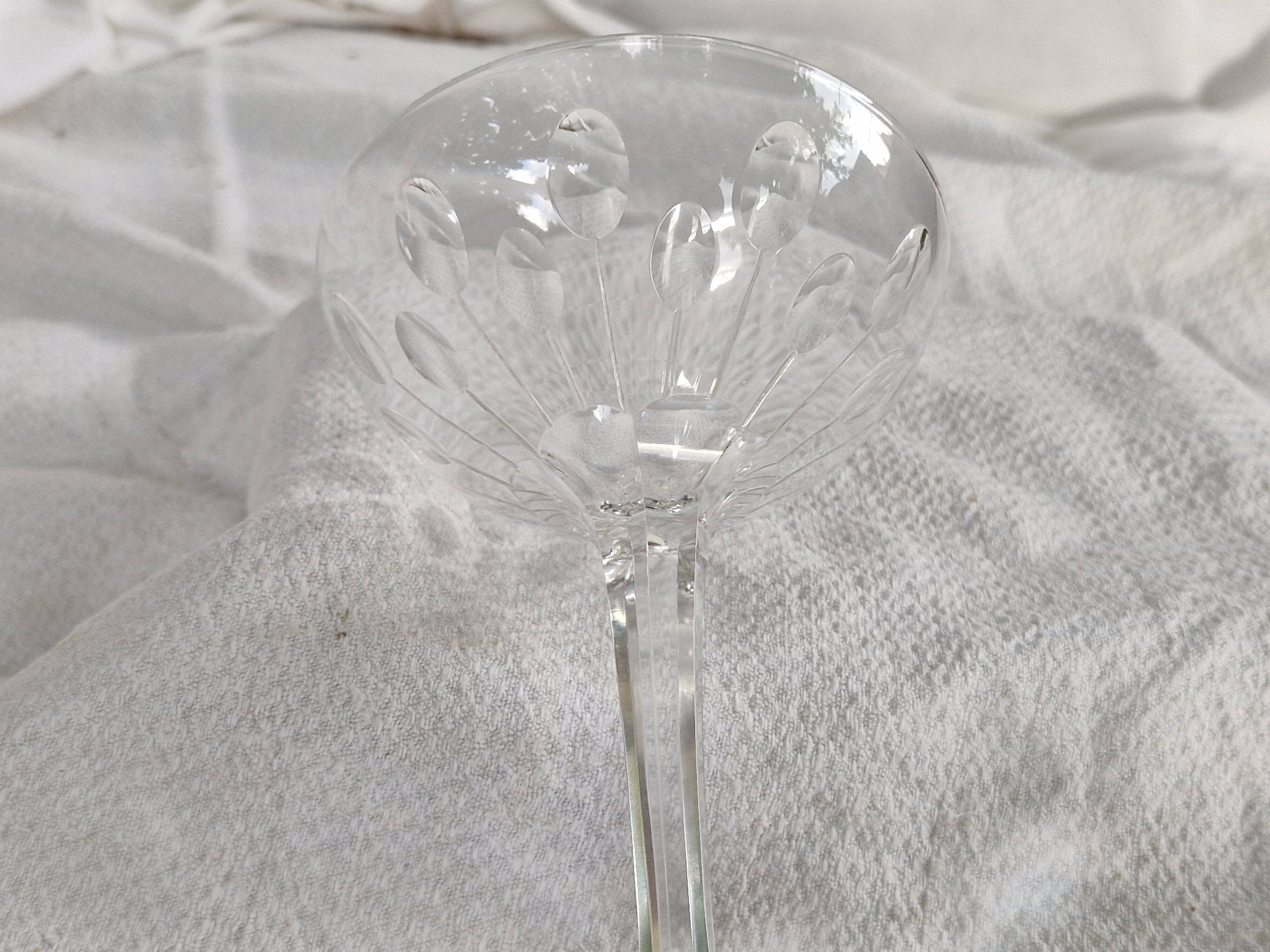 1 Val Saint Lambert crystal champagne glass, Nestor model, Hamle cut