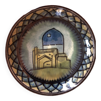 PLATE glazed terracotta MOSQUE DOME BLUE Bukhara Samarkand Uzbekistan, monogrammed crafts