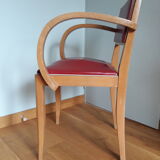 Red skaï bridge armchair