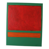 Red on green unique acrylic painting
