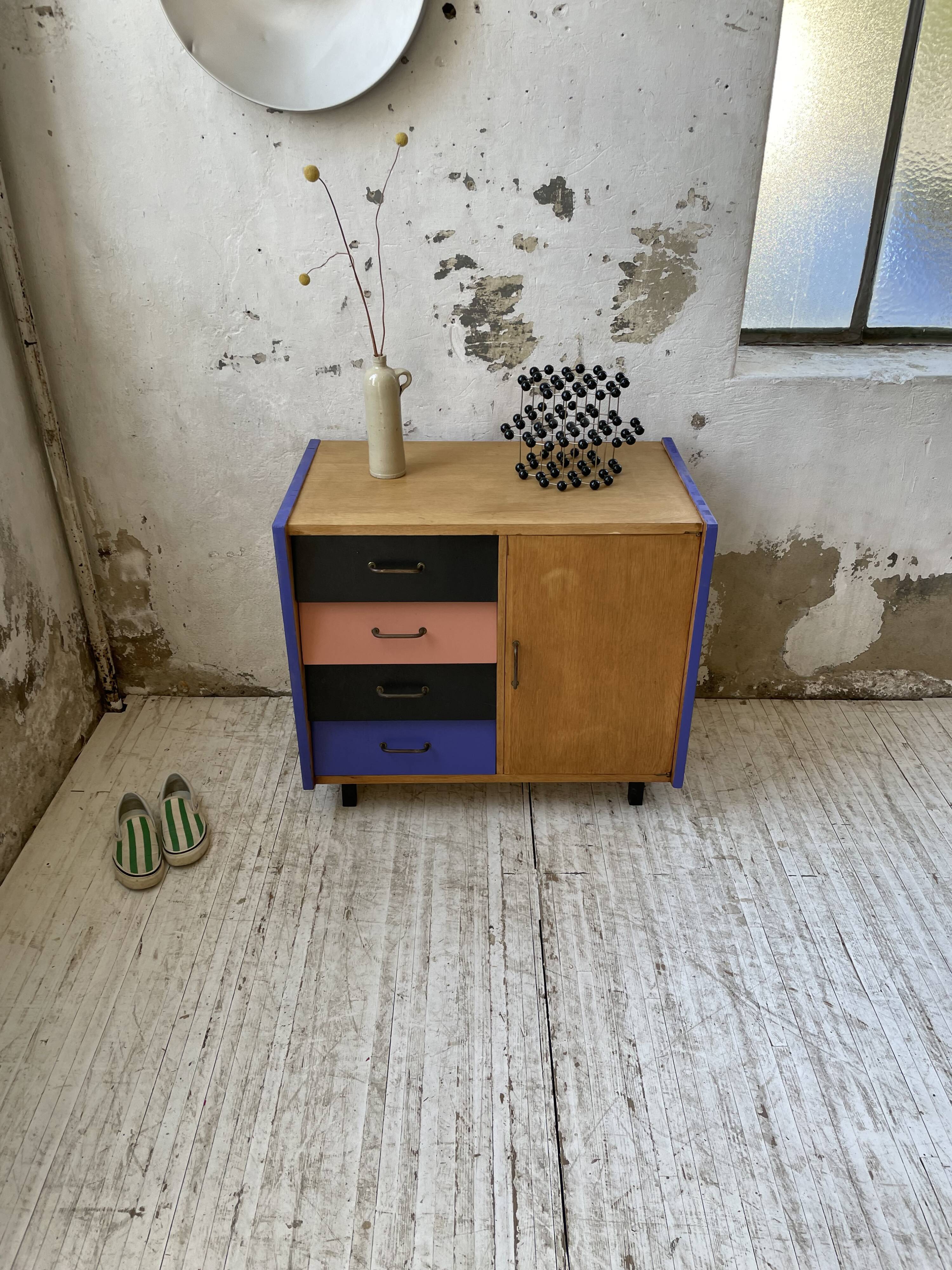 Meuble commode colorée années 60