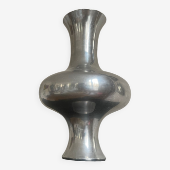 Large space age stainless steel vase, vintage seventies design 1970