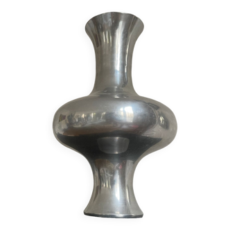 Large space age stainless steel vase, vintage seventies design 1970