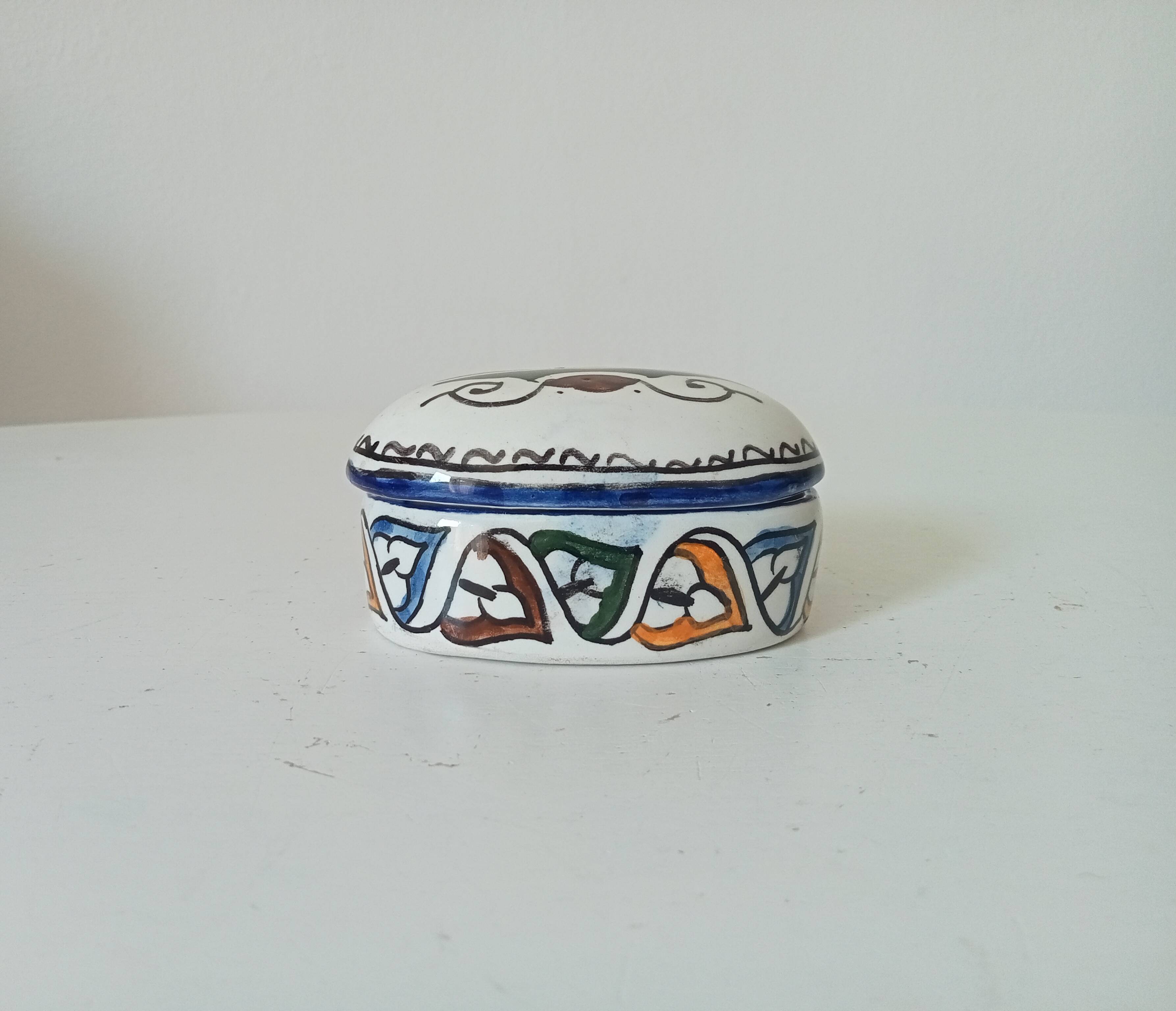 Vintage Moroccan porcelain candy box