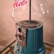 Candy, chewing gum, peanut glass and metal dispenser color 2 shades of turquoise 28x20