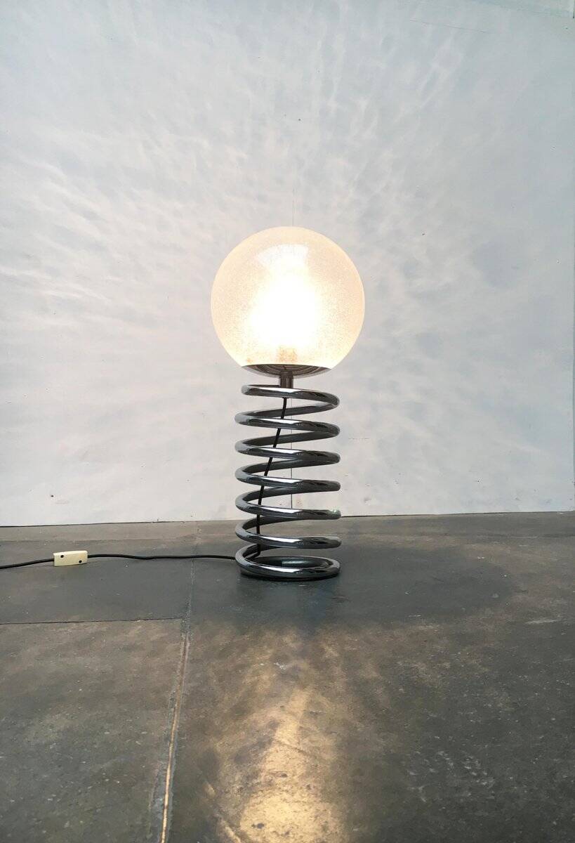 Floor lamp with spiral bulb from the German space age mid-century by Ingo Maurer for M-Design, 1960s.