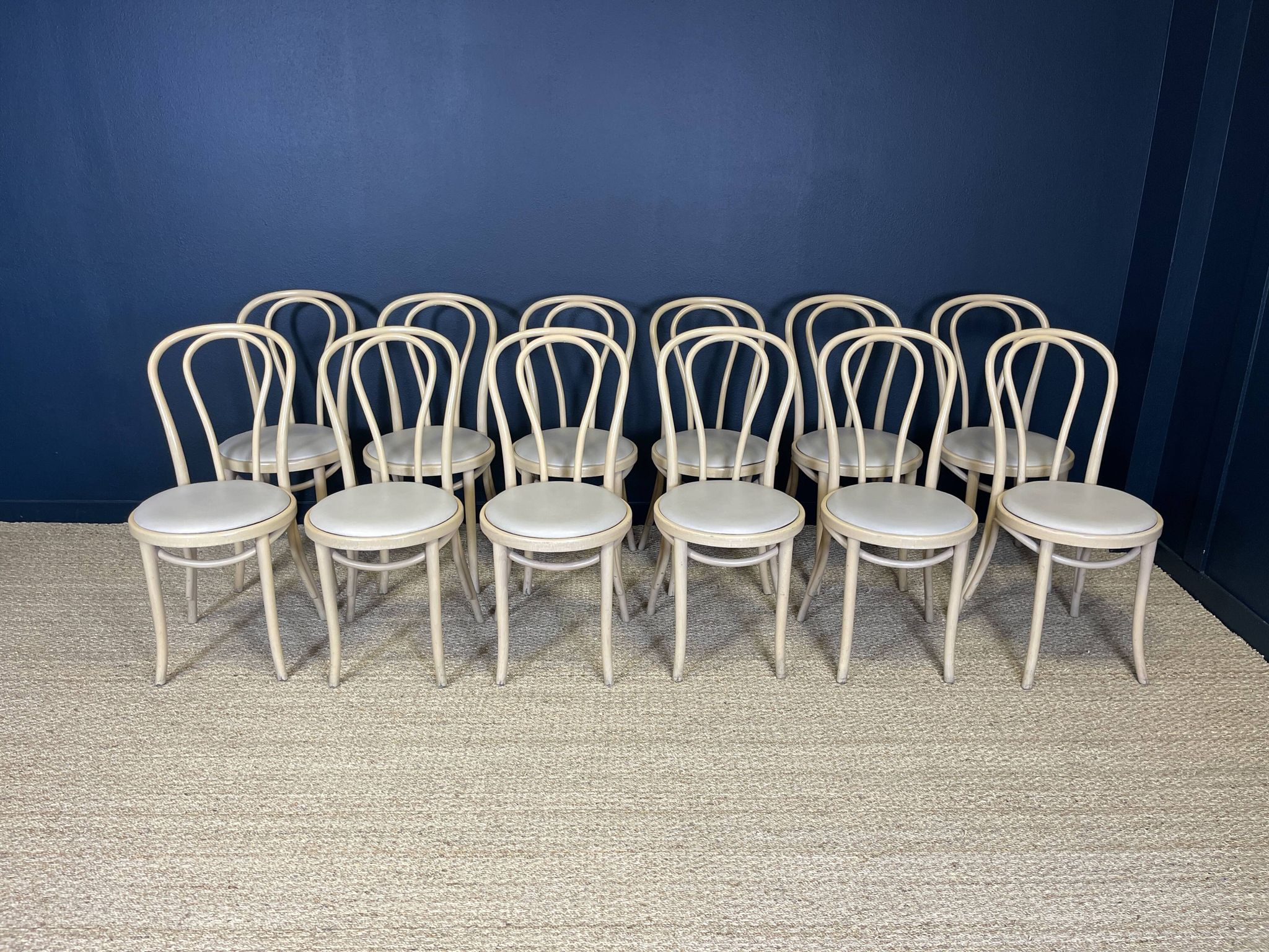 Set of 12 bistro chairs in light curved wood & skai GO IN Germany