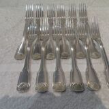 12 silver plated dessert forks, goldsmith Frionnet shell 18.3cm