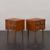 Mid-century teak bedside tables with rosewood inlays, Denmark 1960s