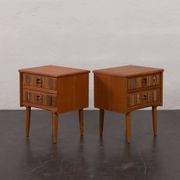 Mid-century teak bedside tables with rosewood inlays, Denmark 1960s