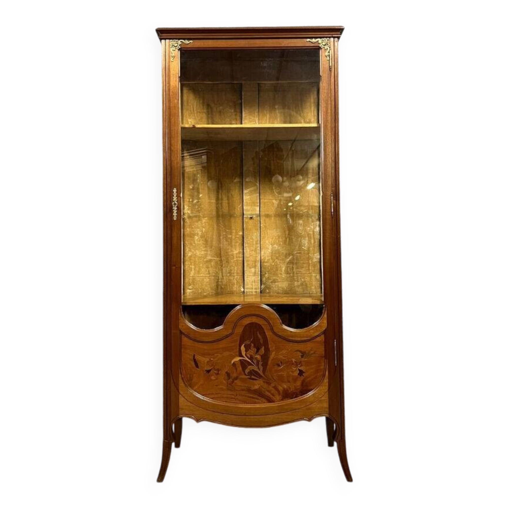 After Majorelle: Art Nouveau period iris display case in late 19th century marquetry