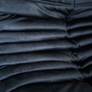 Togo set of chair and pouf in black shiny velvet