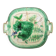 Old square plate in slipware with plant decoration.