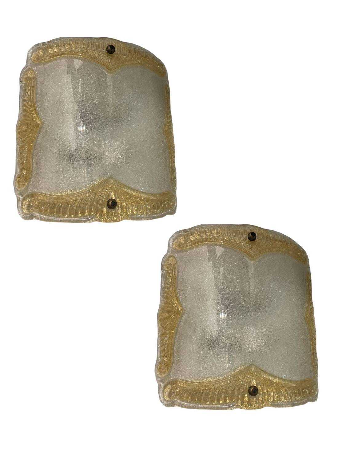 Large Murano Glass Sconces/ Flushmounts Set of 2