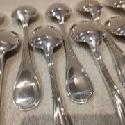 6 silver-plated soup spoons, Christofle Albi silversmith, 20.6cm