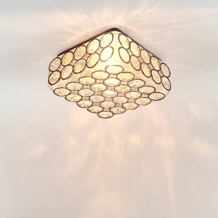 Mid Century Modern Iron Ring Glass Ceiling Light From Limburg, 1960s