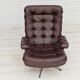 Vintage danish swivel leather armchair 1970s