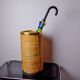 Rattan and brass umbrella stand, Italy, 1970