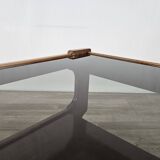 Teak coffee table with smoked glass top