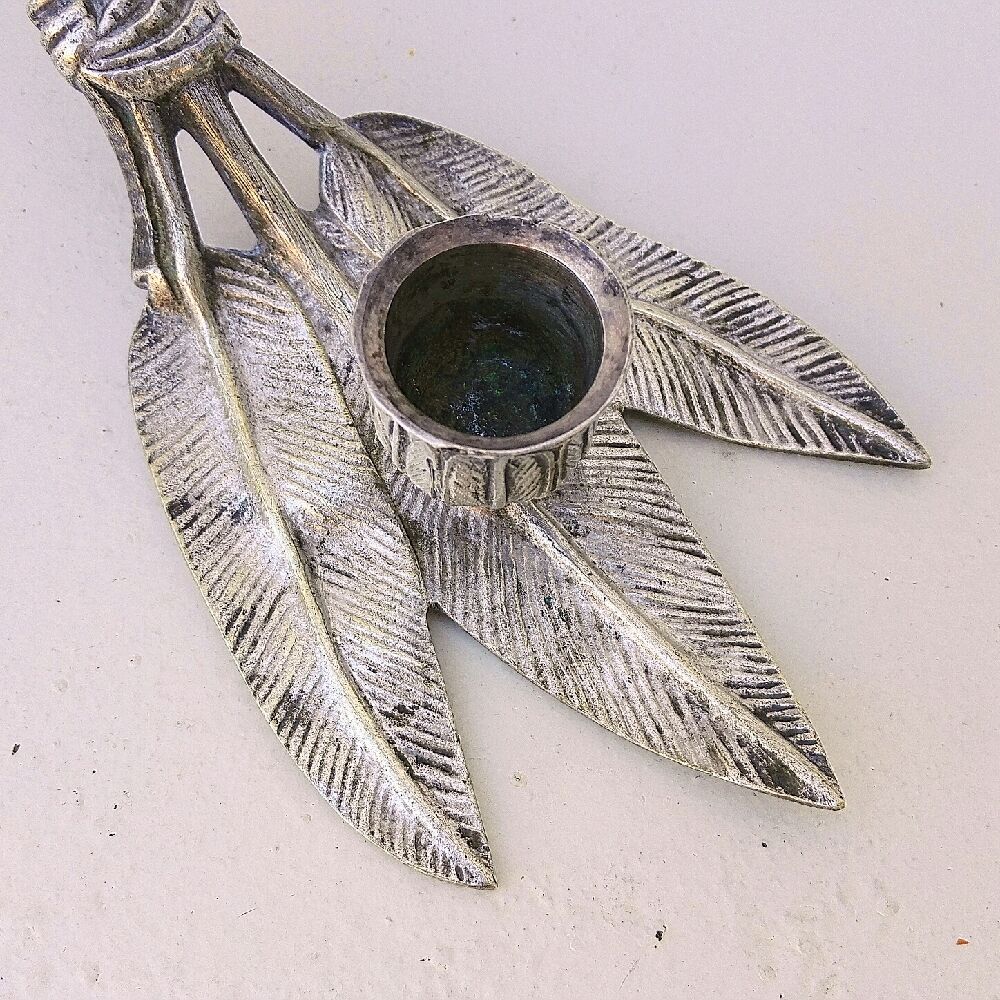 Silver bronze hand candle holder XIXth