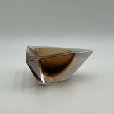Handmade Sommerso Glass Pyramid Vase Italy, 60s