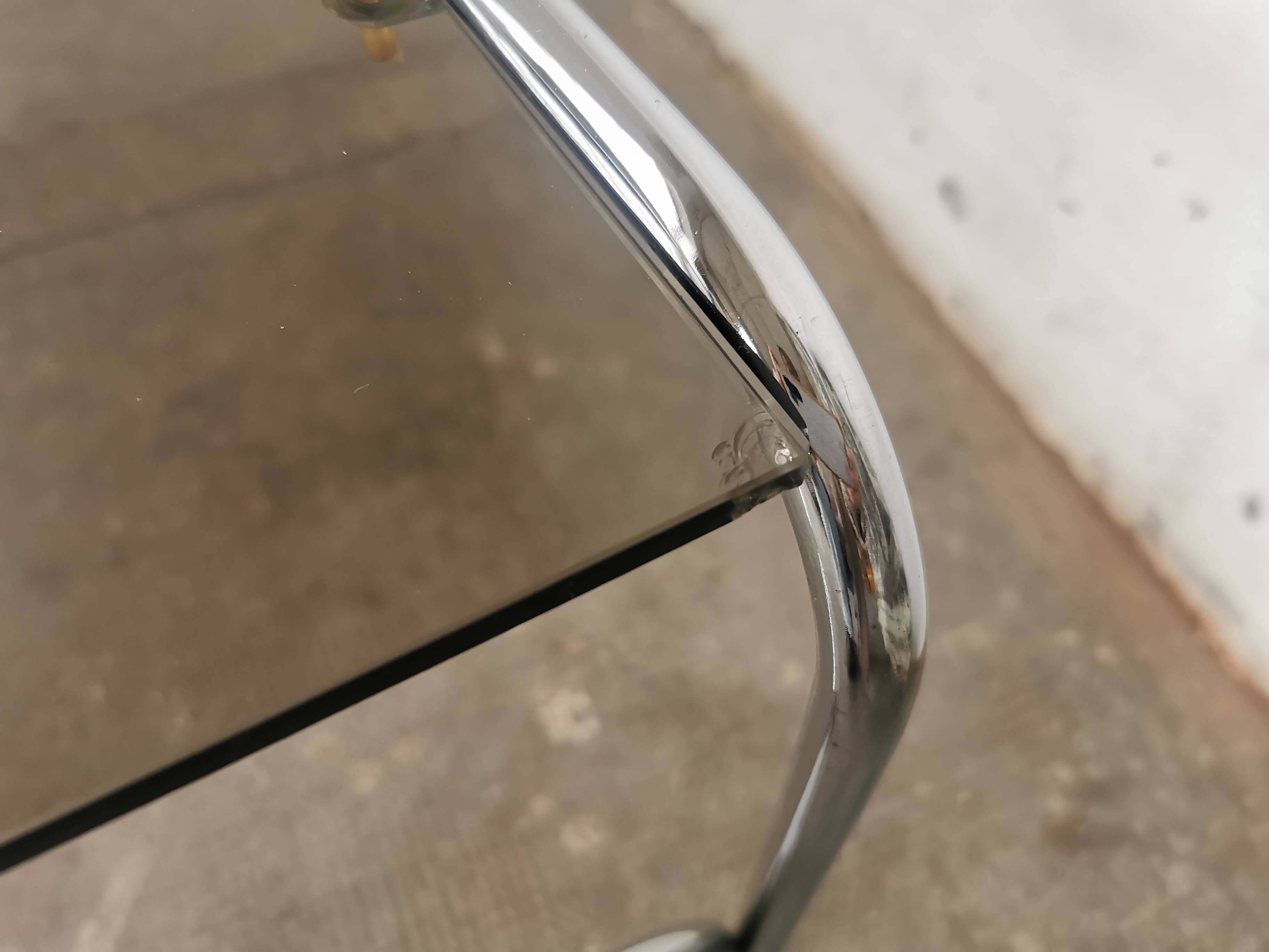Chrome and smoked glass coffee table