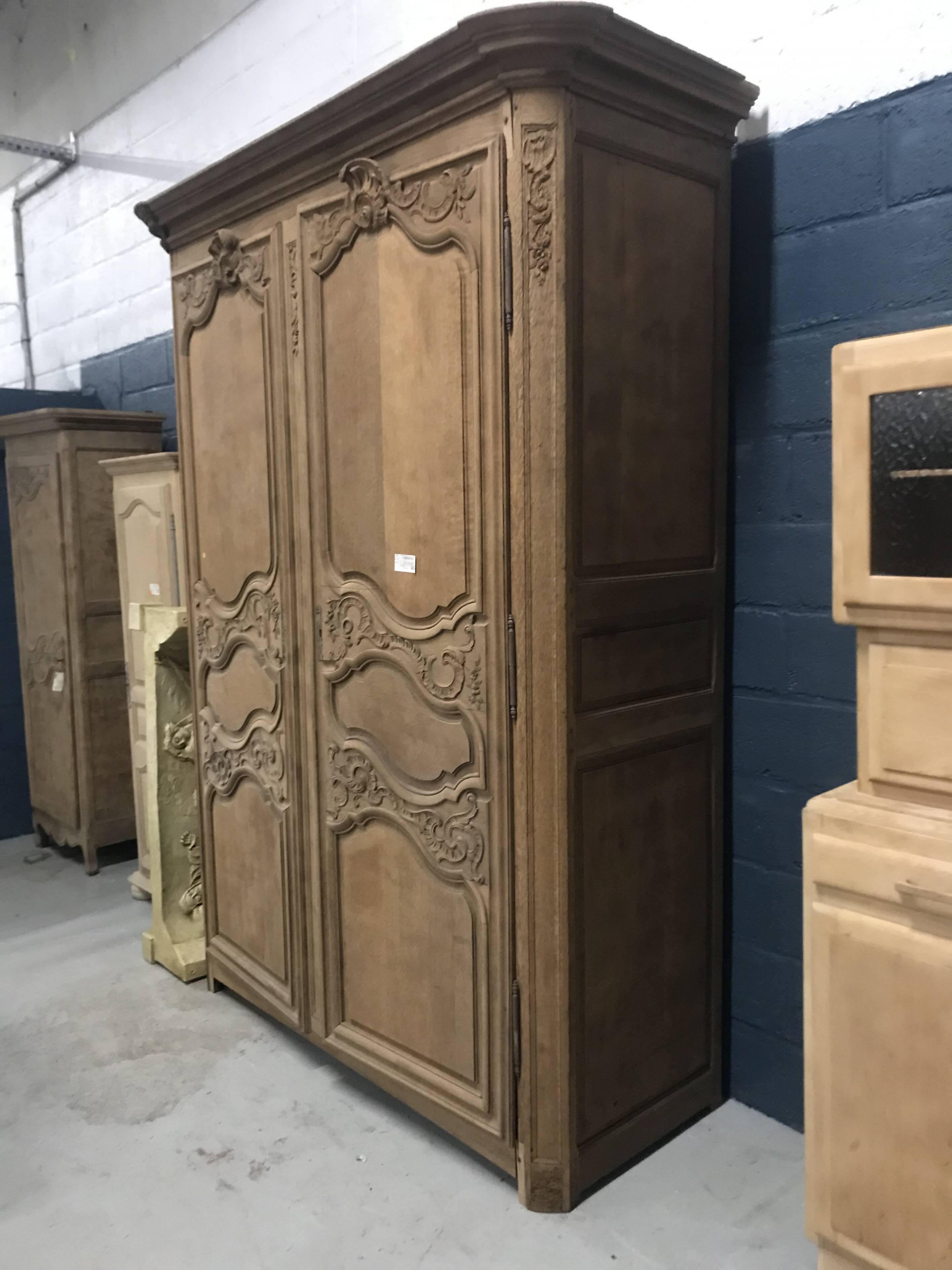 Large stripped oak wardrobe