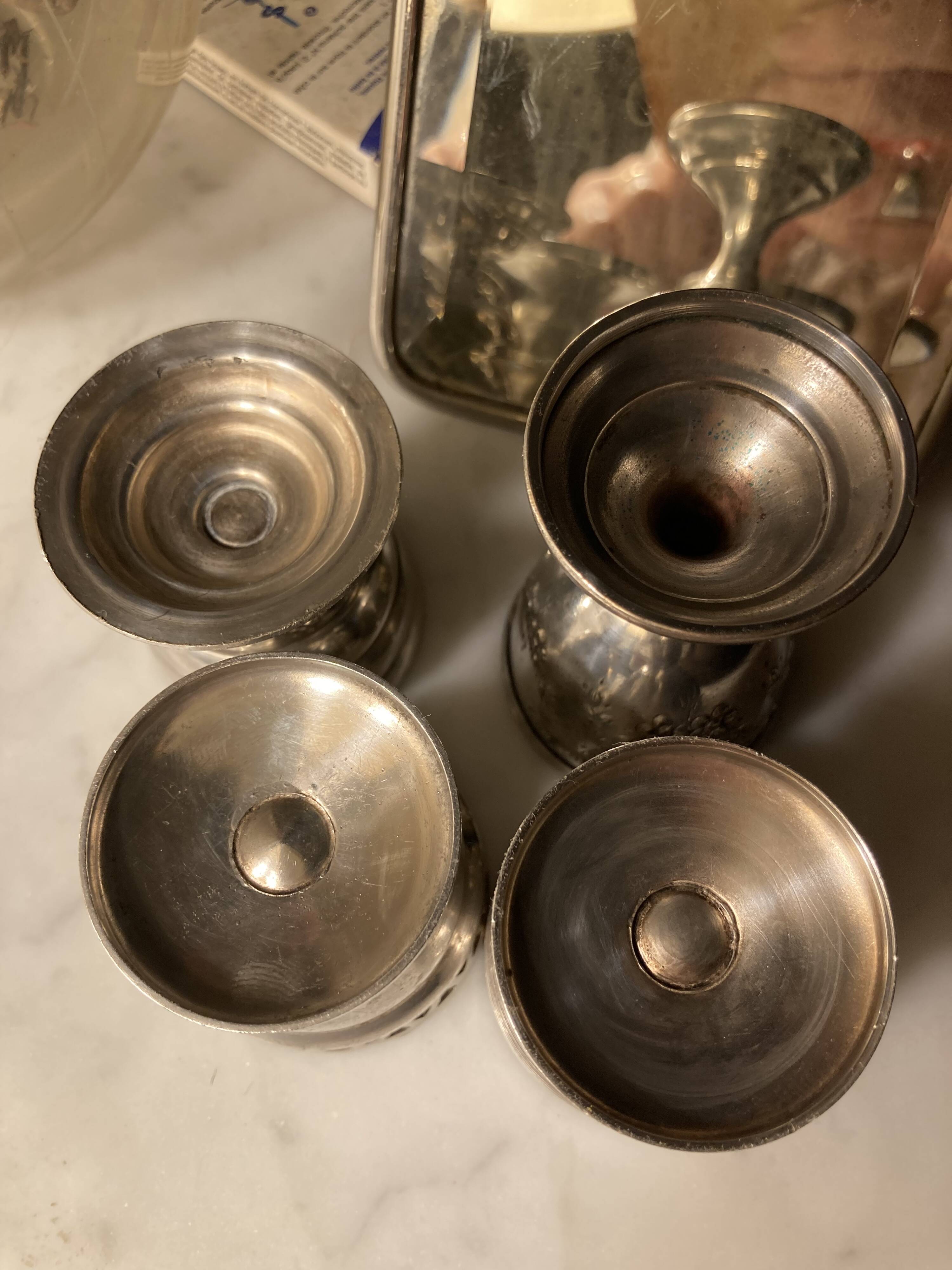 Silver and silver plated egg cup set