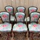 Suite de 6 chaises Louis Philippe à Rossi fleuri