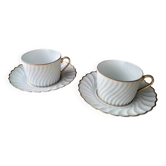 2 White Limoges Porcelain Breakfast or Chocolate Cups