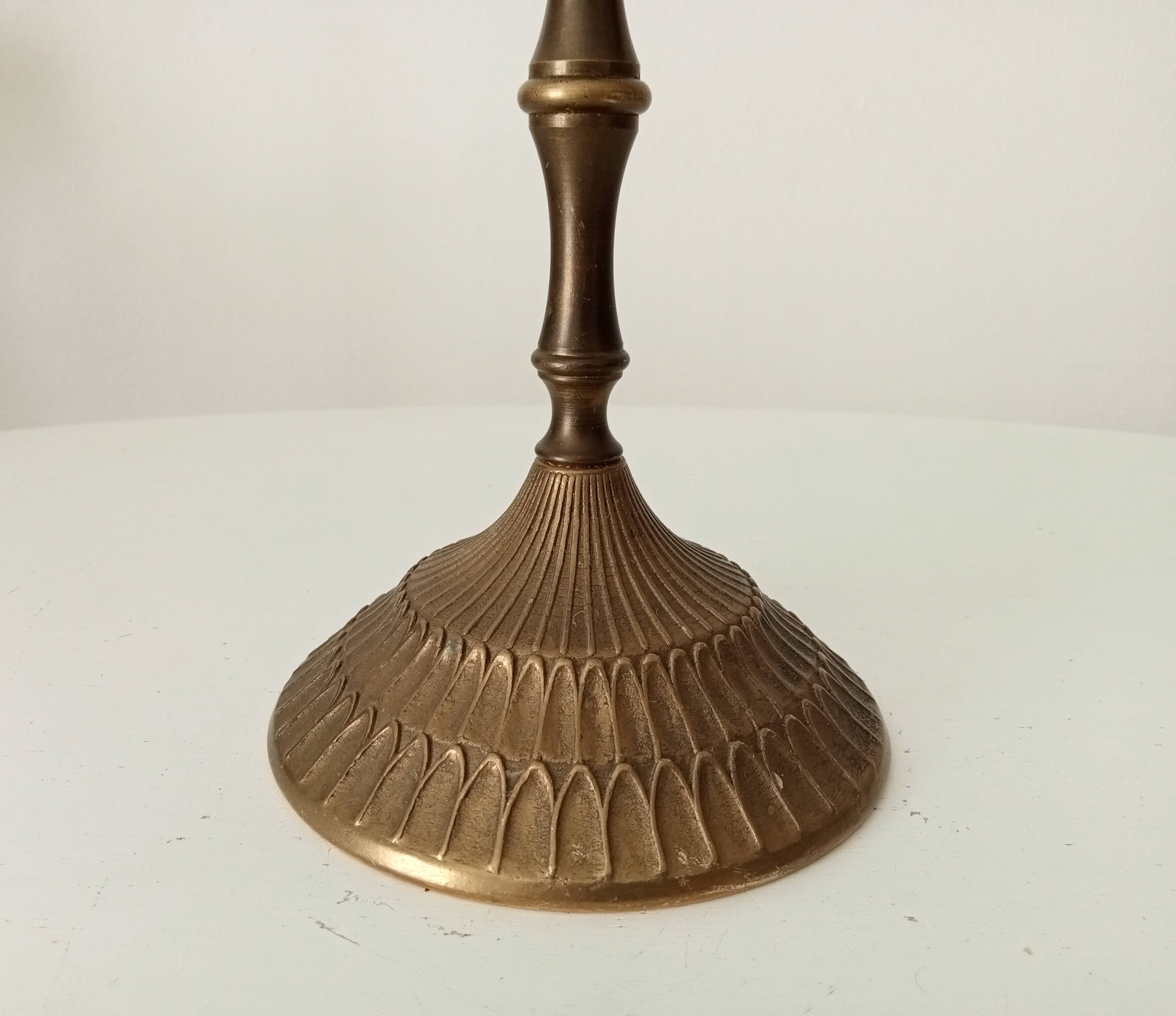 Vintage Hebrew Menorah Candlestick in Solid Brass from the 50s