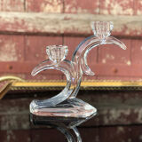 Pair of glass candle holders 70s