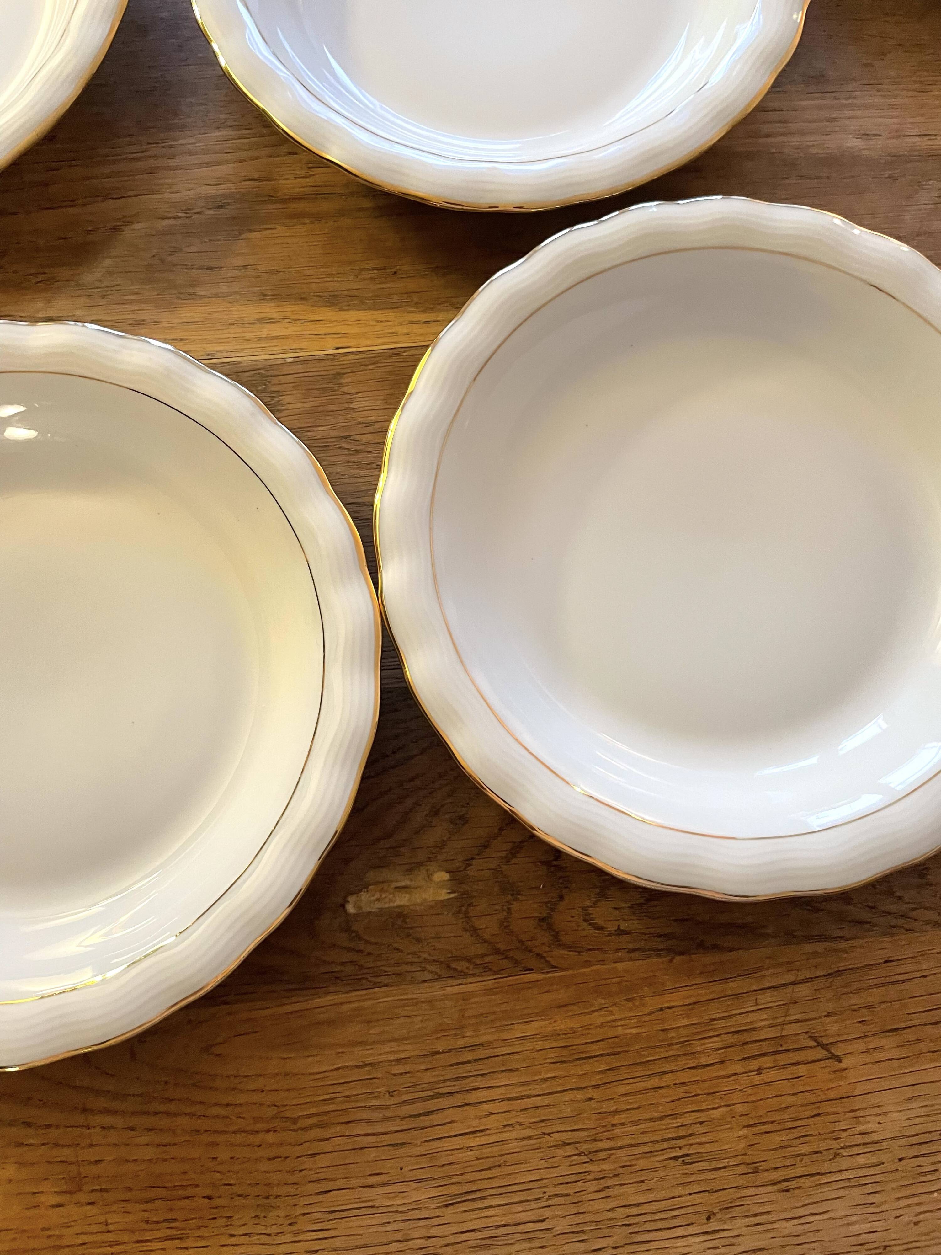 6 Limoges porcelain soup plates signed P. Dessagne in very good condition