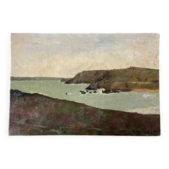 Landscape painting Wild Coast Quiberon, Brittany 20th century