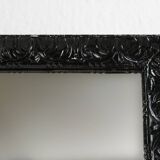 Baroque black large oak fireplace mirror, France ca. 1850