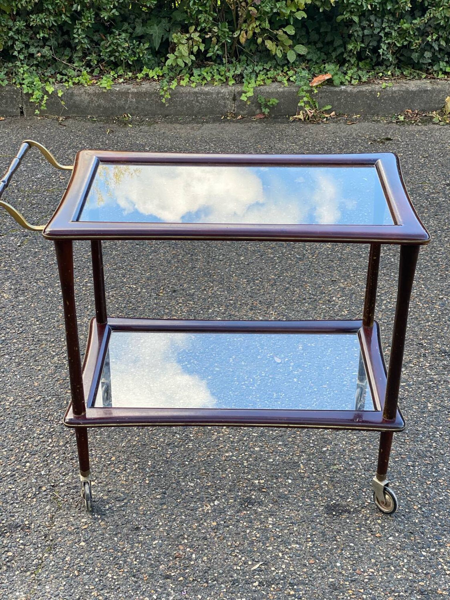 Desserte vintage verre et palissandre style Lacca