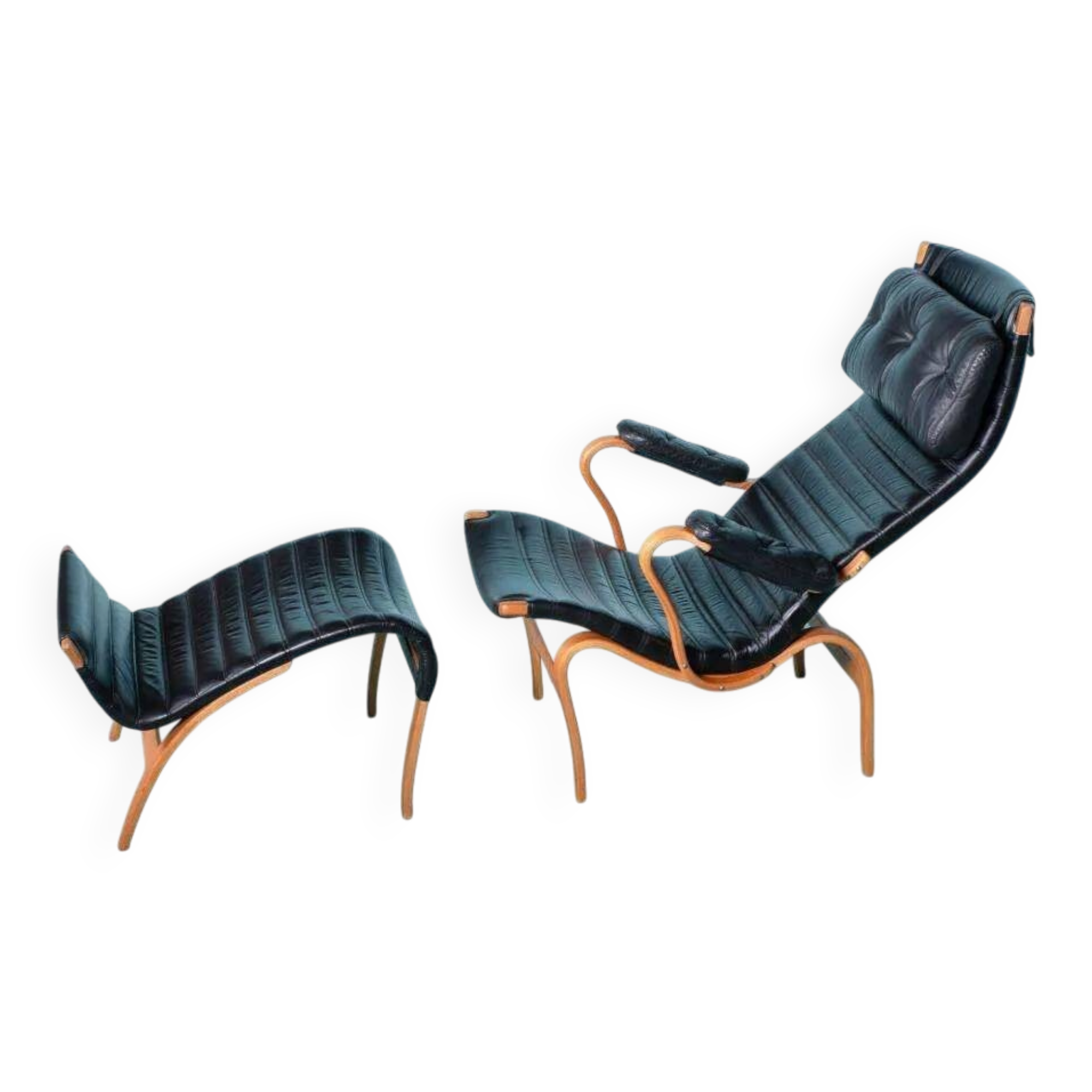 Design lounge armchair & ottoman 70s Bruno Mathsson Pernilla