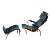 Fauteuil lounge et repose-pieds années 70 Bruno Mathsson Pernilla