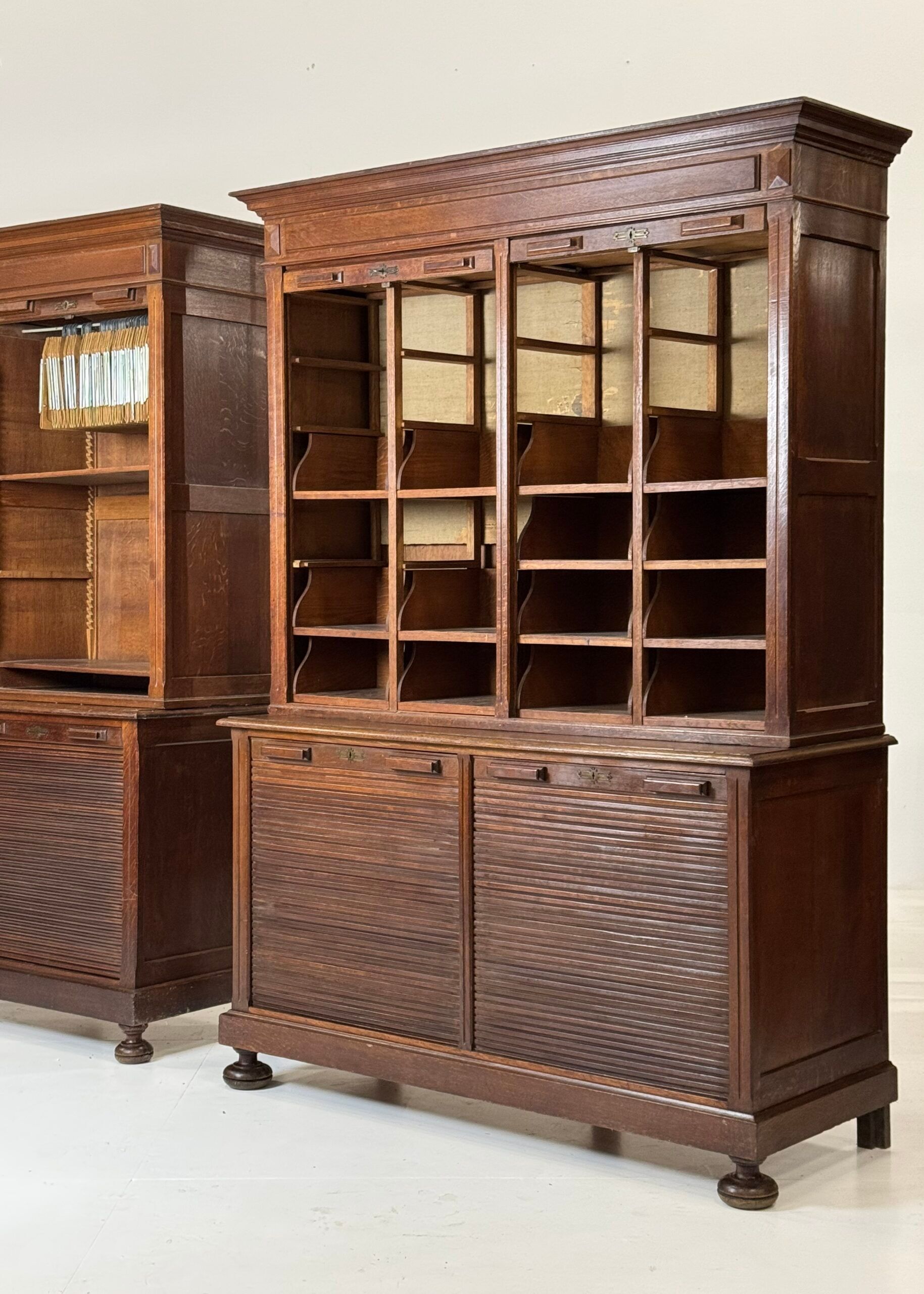 2 x oak filing cabinets ca. 1900
