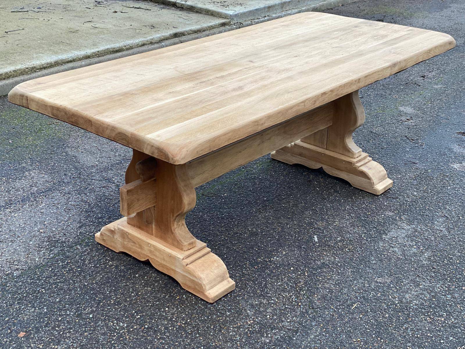 Table à manger de monastère rénovée en chêne massif du 19ème 200cm